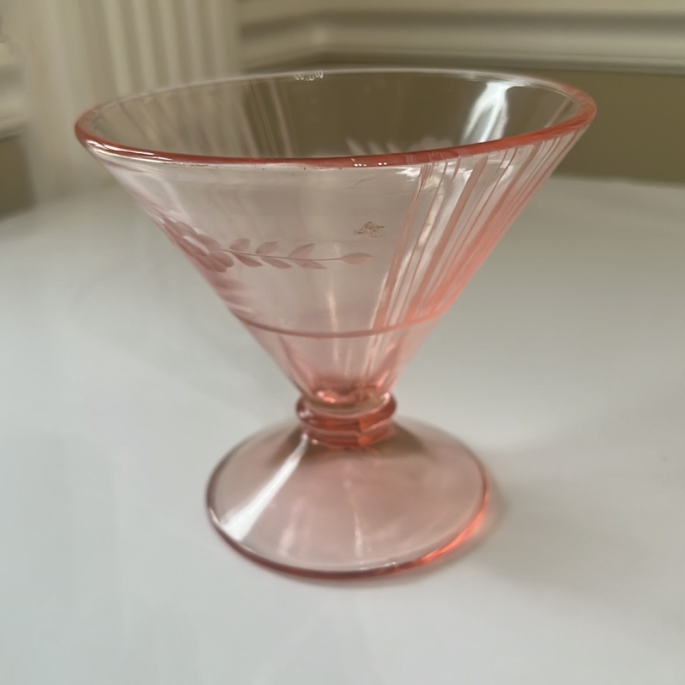 Pink Depression Glass Compote - Picture 2 of 6